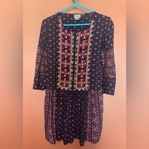 Beaded embroidered boho minidress XS